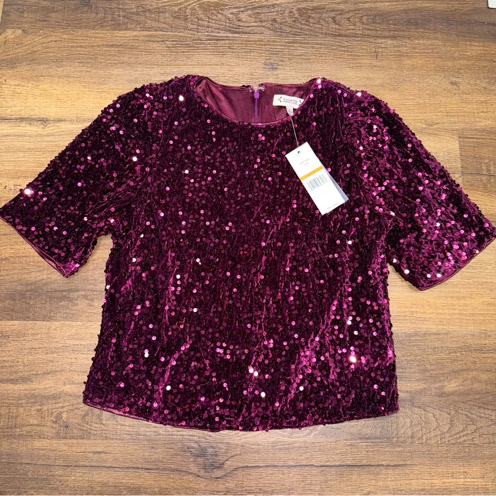 Nanette Lepore Magenta Sequin Top
